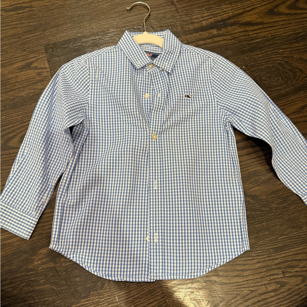 Vineyard Vines Boy Blue Checkered Button-Up Shirt 4t